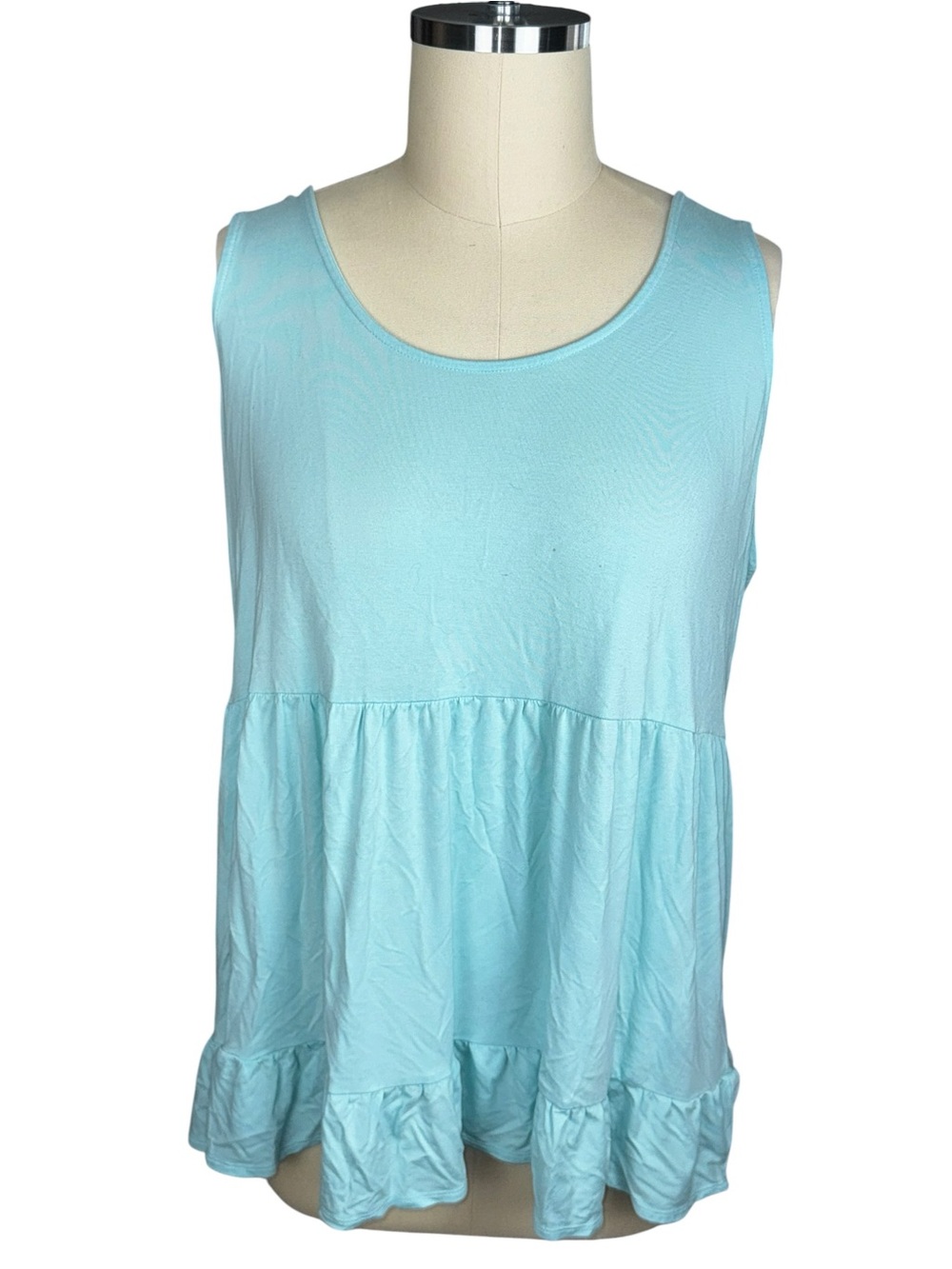 Torrid Size 3 3X Super Soft Aqua Blue Lace Up Back Crochet Tiered Babydoll Tank